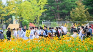 일산호수공원에서 2023고양가을꽃축제를 관람 중인 방문객들